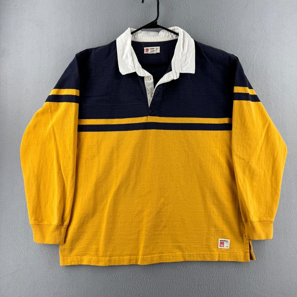 Vintage Mossimo Rugby Shirt Mens XL Blue Heavy Cotton Long Sleeve Polo Y2K